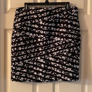 Black and white floral skirt